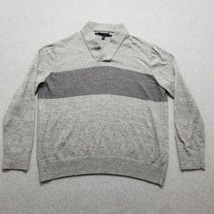 Banana Republic Sweater Mens XL Gray Long Sleeve V‎ Neck Pullover Lightweight
